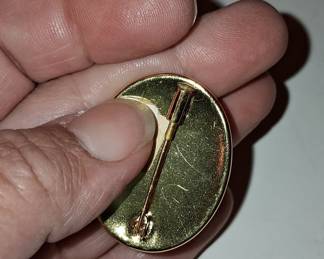 Vintage Damascene Bird and Floral Brooch, Toledo Ware Style