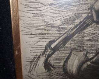 Vincent Van Gogh 'Digger in Potato Field' Style Lithographic Print 16"x22"