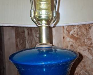 Vintage Cobalt Blue Ceramic Ginger Jar Table Lamp