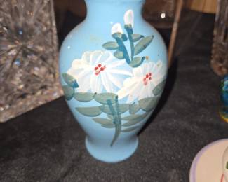 Vintage Hand-Painted Porcelain Bud Vase with Floral Motif