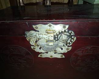 Chinese Rosewood Jewelry Box with Brass Fittings