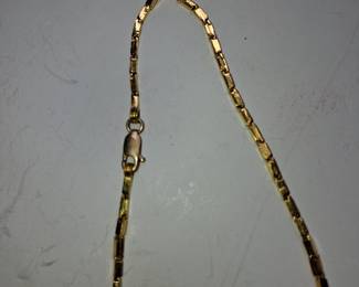 14K Yellow Gold Bar Link Chain Necklace