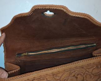 Vintage Hand-Tooled Floral Leather Shoulder Bag