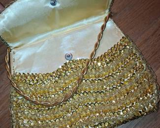 Vintage Gold Sequin and Bead Evening Bag