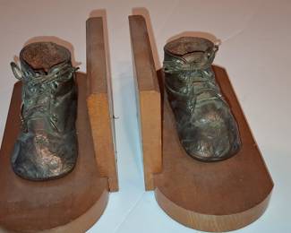 Vintage Bronze Baby Shoe Bookends