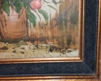 Mid-Century Floral Still Life Oil Painting Signed 'Mares' 8"x11"
