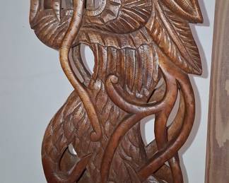 Vintage Southeast Asian Hand-Carved Wood Garuda Sculpture