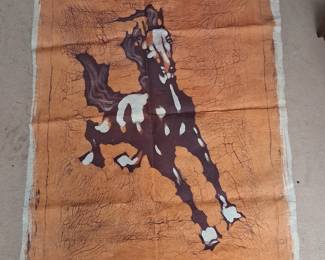 Vintage Chinese Batik Horse Panel
