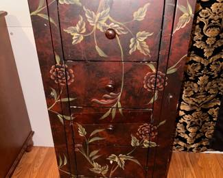 Hand painted oxblood red and dark wood lingerie chest