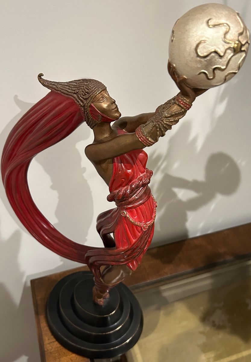 Erte Bronze Statue "The Globe" purchased at the Dyansen Gallery in New Orleans, LA. Comes with COA