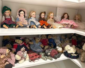 Madame Alexander, Vintage Muffy VanderBear, Hoppy Vanderhare, and their farm friends, most new with tags