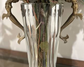 Erte Glass Vase with mermaids on each side - "Sea Maidens" purchased at the Dyansen Gallery in New Orleans, comes with COA