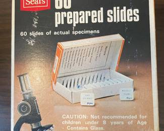 Complete Set of 60 Prepared Slides for Microscope from SEARS. Start Your Child on the Road  to EDUCATIONAL EXCELLENCE. 