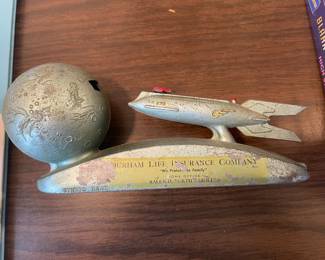 Vintage Metal SPACE AGE Bank from the Late 50s-early 60s
