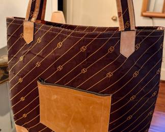 Vintage Gucci Canvas & Leather Tote Bag