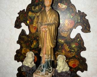ok so the foo dogs ran away with the owner.. sorry.  Figure and background shelf is still available