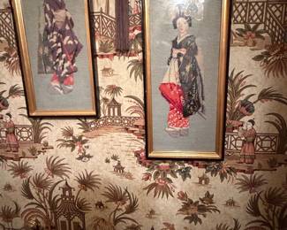 Japanese Cross stitch framed 