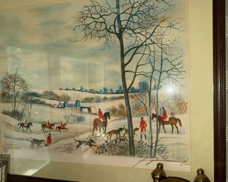 hunting scene, maybe V Haddelsey?  (signed, illegible)