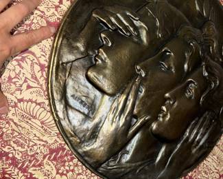 See No Evil, Speak no Evil, Hear no Evil metal wall plaque by Robert Ingersoll Aitken