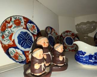 Imari style plates and Goebel Friar Tuck monks