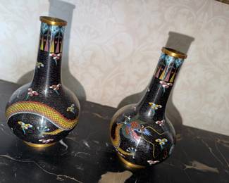 Cloisonné pr of vases