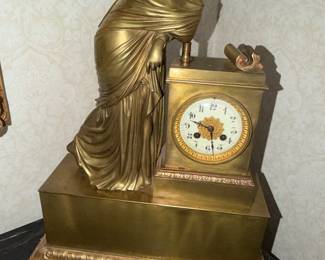 Wow!!  French Empire style gilt-bronze figural mantel clock