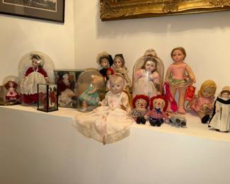 lots o f Antique Dolls including a few under glass (!!)