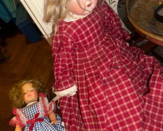Scary  antique (German with bisque head  dolls that we’re watching you on the landing a little freaky