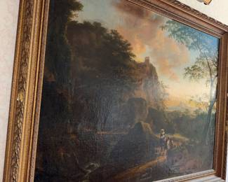 Amazing and HUGE OLD oil Painting with some repairs on bottom  