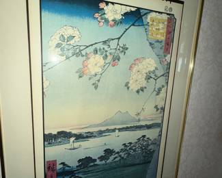 Japanese woodblock print Utagawa Hiroshige's Suijin Shrine... 