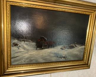 ooh ahhh!  Dark and brooding landscape oil painting signed ME HURST