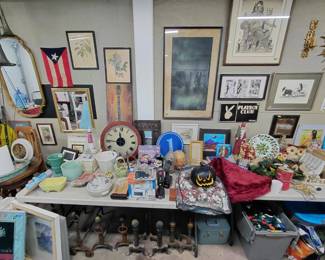 Andirons and pottery