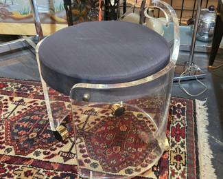 Charles Hollis Jones Vintage Lucite Vanity Stool on Casters
