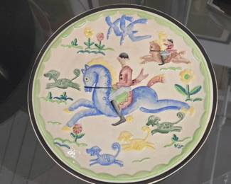 Viktor Schreckengost Hunt plaque, Cowan Pottery