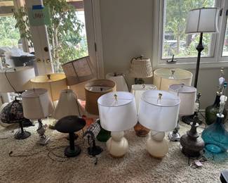 large collection of lamps - all different materials, colors, and sizes