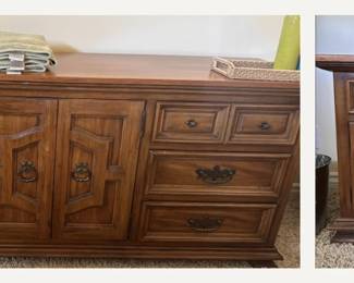 Two solid wood vintage bedroom dresser+nightstand sets