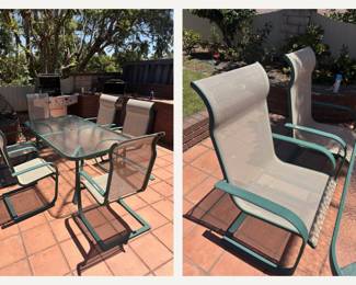 Glass outdoor dining table + 6chairs