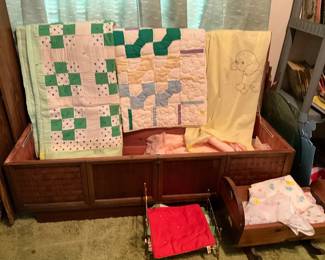 MCM Lane cedar chest and baby quilts
