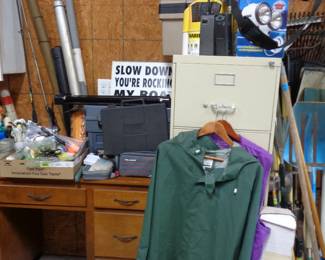 Fishing Items - lures, tackle boxes, metal filing cabinet