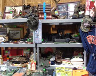 Assorted Hunting Items - Binoculars, Knoves, Clothing, DVD's & VHS