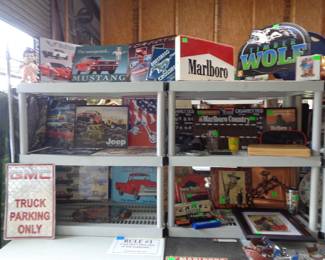 Assorted Metal Car signs, Vintage Tobacco Collectibles