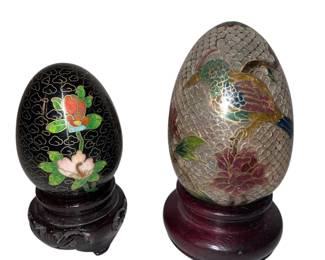 Cloisonné eggs one glass