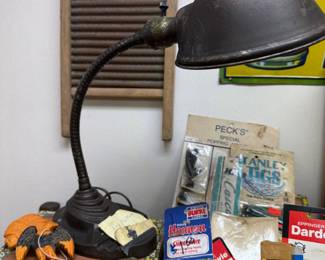 Antique cast iron gooseneck desk lamp
