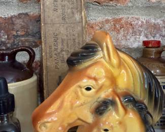 Vintage ceramic double horse head planter