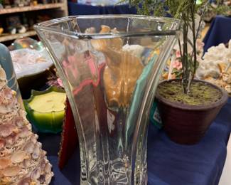 Heavy clear crystal flared vase
