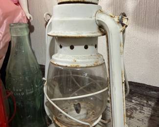 Vintage white kerosene barn lantern