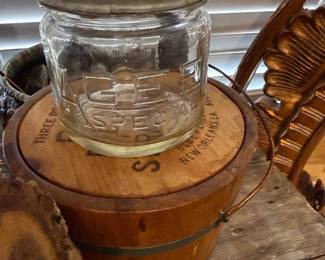 Magee Special glass jar and wooden ice cream bucket