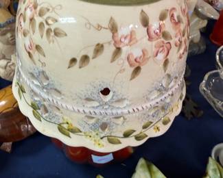 Hand painted ceramic lamp shade with roses