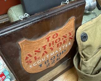 Framed leather Scoutmaster presentation plaque, Troop 22