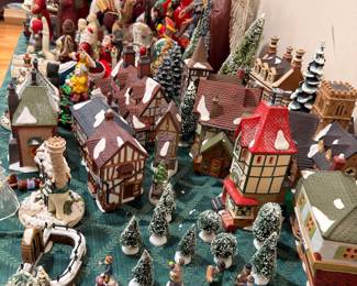 Large lighted Christmas village and Santa collection